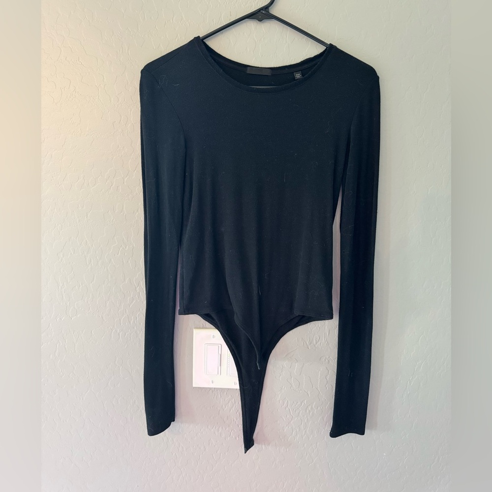 ATM Anthony Thomas Melillo Black Ribbed Long Sleeve Top